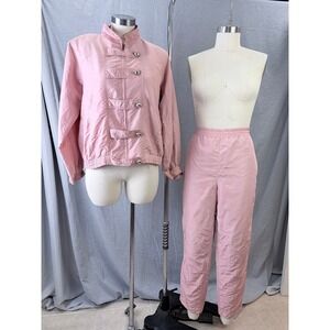 Vintage 80s Hunt Club Petite Blush Pink Silk Two-Piece Set M Jacket Pants  AS IS